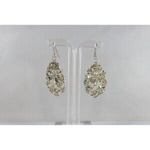 Pierced Sterling Silver Art Nouveau Style Dangling Face Earrings 925